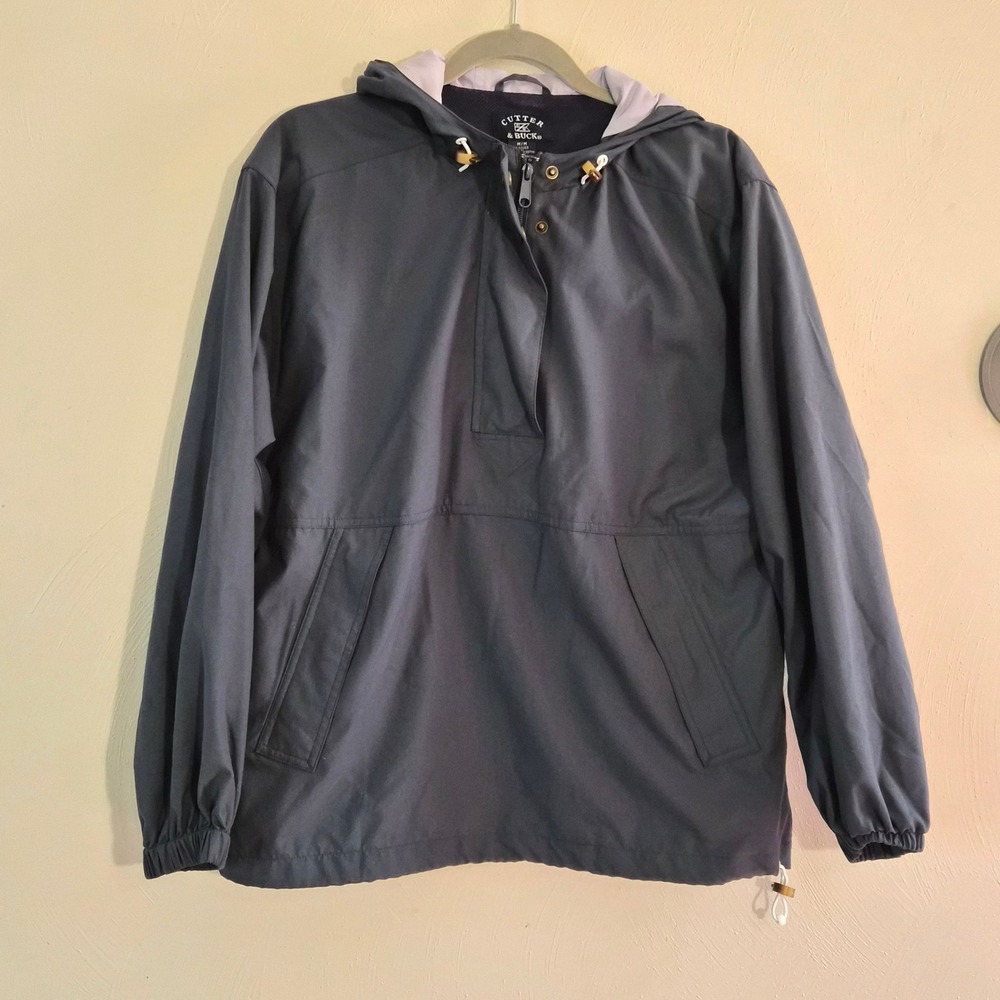 Cutter & Buck Packable Anorak Jacket Navy Colorblock Hooded Womens Sx M Preppy
